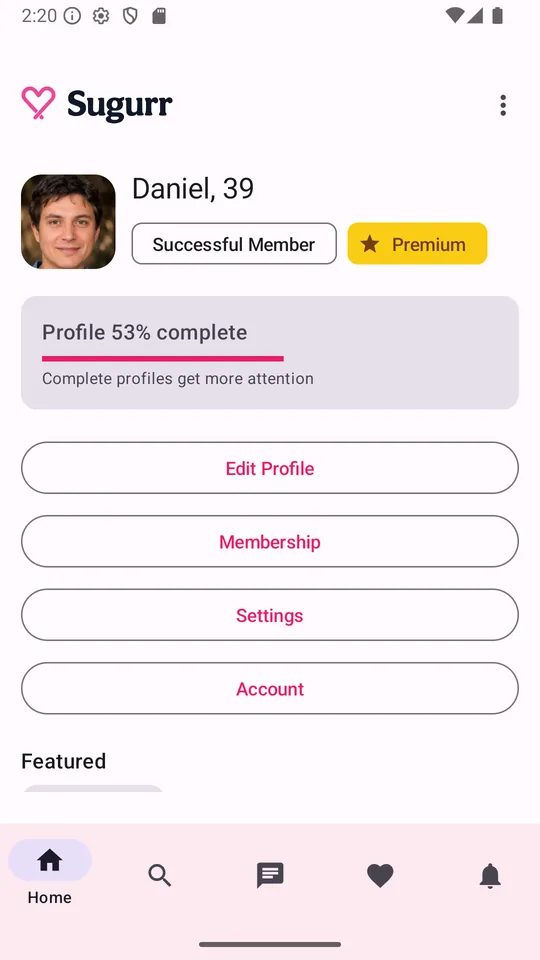 Sugurr app: home screen
